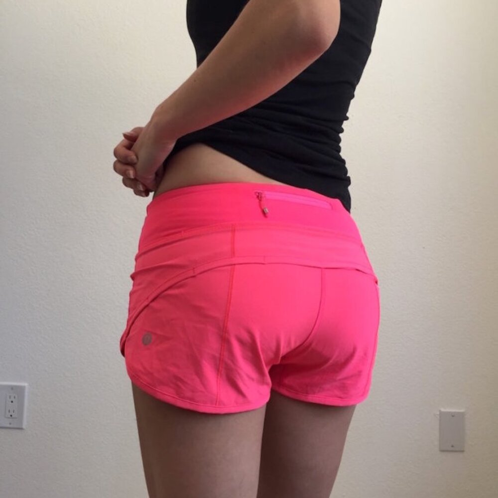 GENUINE LULULEMON 4 WAY STRETCH SPEED UP SHORTS PINK SIZE 0